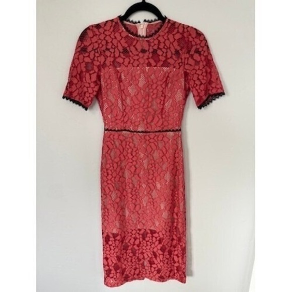 Alexis Dresses & Skirts - Alexis Lace Dress Open Back Short Sleeve Pink XS Coral Cocktail Wedding $450